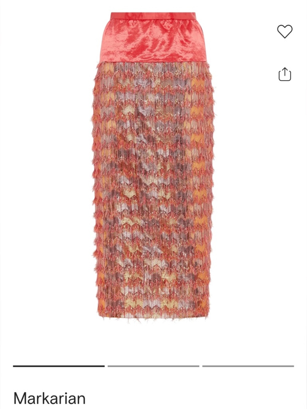 Markarian metallic fringe midi skirt NWT